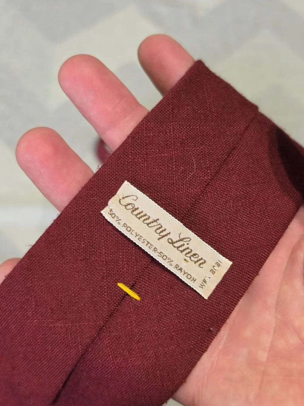 Country Linen Burgundy Slim Tie With Rayon & Polyester Blend 2.5